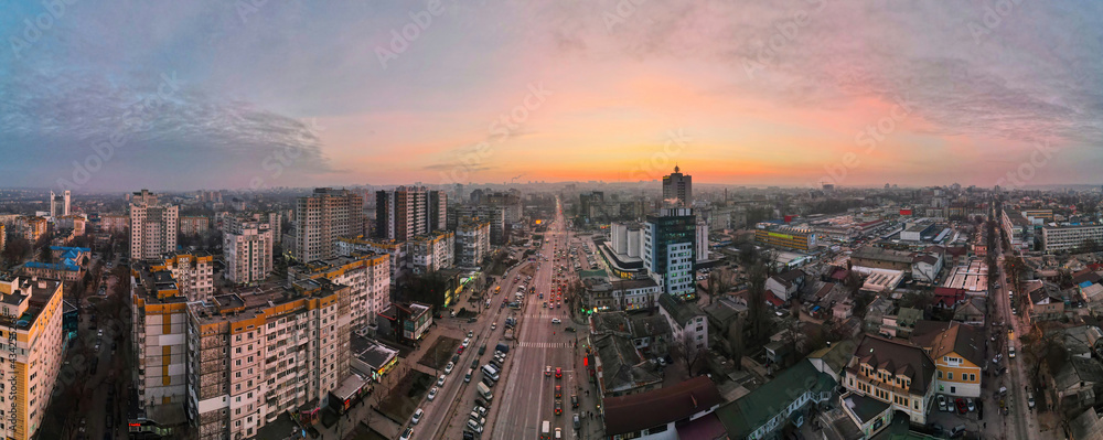 Obraz na płótnie Aerial drone panorama view of Chisinau, Moldova w salonie