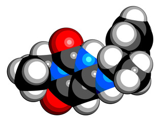 Wall Mural - Mavacamten drug molecule. 3D rendering.