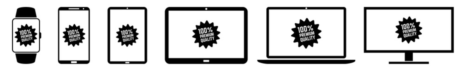 Wall Mural - display 100, percent premium label, badge, price, tag, sticker icon devices set | web screen device 