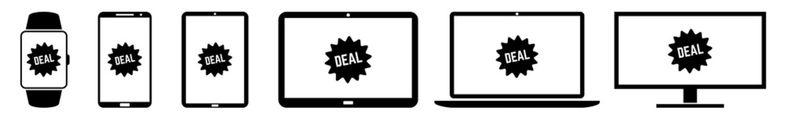 Wall Mural - display deal, label, badge, price, tag, sticker, logo icon devices set | web screen device online | 