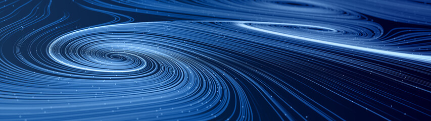 Wall Mural - abstract modern ultra wide background with smooth swirl lines creating vortex structures in a comple