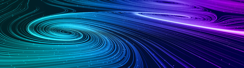 Wall Mural - abstract modern ultra wide background with smooth swirl lines creating vortex structures in a comple