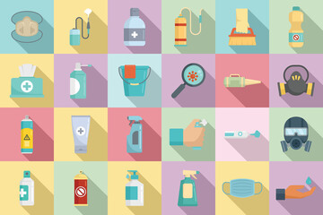 Poster - Disinfection icons set, flat style