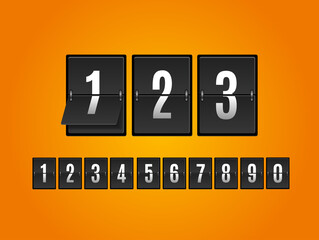 Wall Mural - Mechanical Scoreboard Numbers or Flipping Panel. Vector