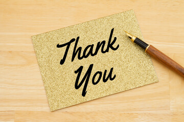 Wall Mural - Thank you gold glitter greeting card