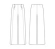 Fashion technical drawing of trousers with buttons. Pants fashion flat sketch.