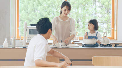 Poster - 料理する親子　子育てイメージ