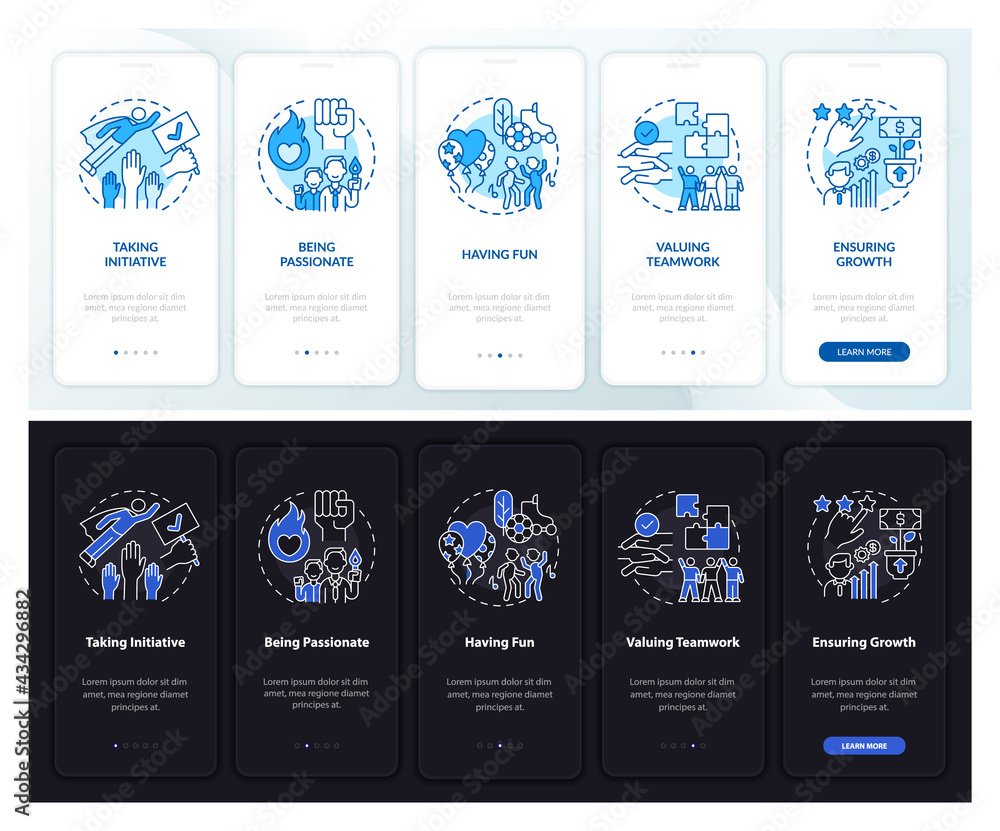 Main business morals onboarding mobile app page screen with concepts ...