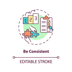 Wall Mural - be consistent concept icon. social media marketing strategy. online influence. personal branding ide