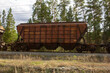 Hopper on the railroad. The hopper rail car is designed for the transportation of bulk bulk cargo.