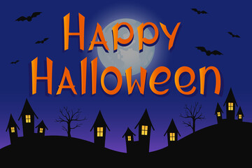 Wall Mural - Happy Halloween poster. Vector illustration.