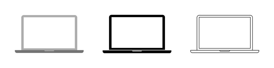 Laptop icons set. Laptop different style. Vector illustration.
