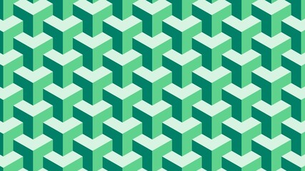Simple green geometric vector pattern with 3d illusion