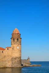 Wall Mural - Collioure tower in harbor