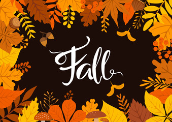 Wall Mural - autumn fall leaves background