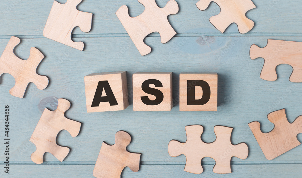 Blank Asd Spectrum Blank puzzles and wooden cubes with the text ASD Autism Spectrum ...