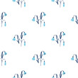 Isolated seamless pattern with blue bluebell hand drawn flowers ornament. White background. Doodle style.