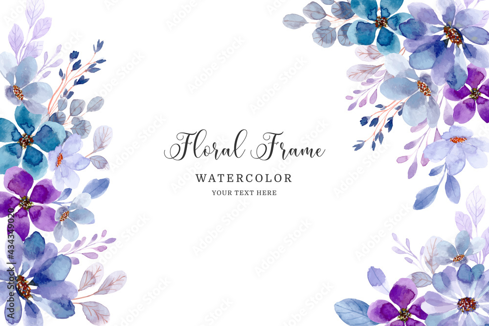 Soft purple floral frame background with watercolor Stock Vector ...