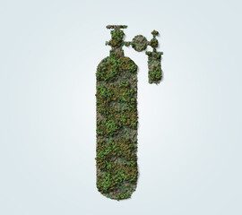 Wall Mural - Green forest oxygen cylinder shape. environment day concept. Trees gives us oxygen. Oxygen, Ecology concept made from green leaves.