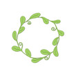© Victoria ArtWK - drawn round frame with oval leaves and curls in light green color with shadow on white background
