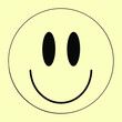© Place of Arts - Stylized smile face. Positive and kindness. Good mood. Digital art. Transparent icon, isolated on pale yellow background. Vector EPS10.
