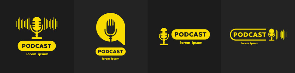 Podcast radio logo icon. Vector illustration.