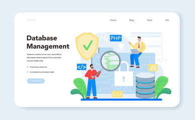 Back end development web banner or landing page. Software development
