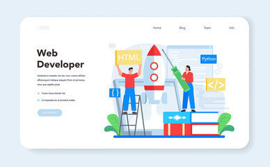 Poster - web development web banner or landing page. website optimization