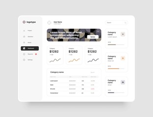 Wall Mural - dashboard design. desktop app with ui elements. use for web application or website.
