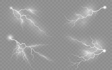 Wall Mural - set of zippers, thunderstorm and effect lightning.
