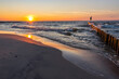 Zachód słońca Morze bałtyckie plaża Sunset Sea