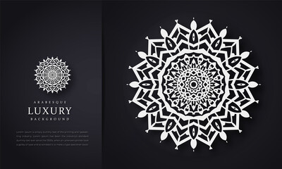 Wall Mural - Vector vintage visiting card set. Floral mandala pattern and ornaments. Oriental design Layout. Islam, Arabic, Indian, ottoman motifs. Front page and back page. Vector mandala