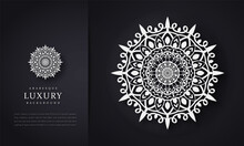 Vector Vintage Visiting Card Set. Floral Mandala Pattern And Ornaments. Oriental Design Layout. Islam, Arabic, Indian, Ottoman Motifs. Front Page And Back Page.  Floral Mandala Relaxation 