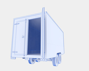 Canvas Print - Refrigerated trailer isolated on background. 3d rendering - illustration