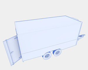 Canvas Print - Refrigerated trailer isolated on background. 3d rendering - illustration