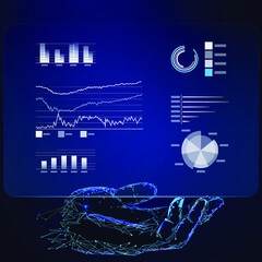 Dashboard, Data analytics report and key performance indicators. Analytic graphs, bars diagrams. Financial visualization. Infographic presentation vector design