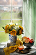 © Simi Jois - Sunflower Bouquet and Fruits by the window - Still Life