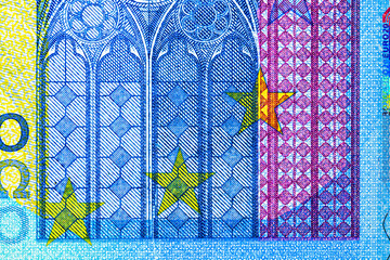 Canvas Print - Close up shot of details of EURO banknote