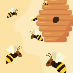 Sticker - bees in honeycomb