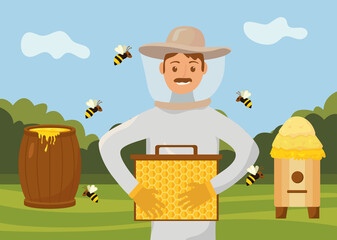 Poster - beekeeper working in camp