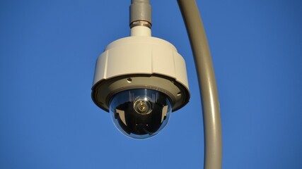 CCTV camera on blue sky