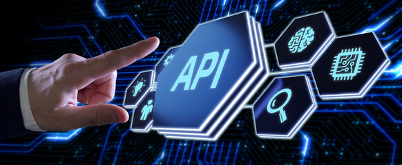 API - Application Programming Interface. Software development tool. Business, modern technology, internet and networking concept