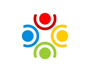 Wall Mural - circular abstract swoosh people vector logo