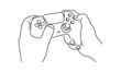 © barnawi - Hand holding game controller vector illustration