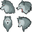 Set the head of wolf vector illustration