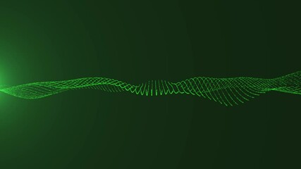 Canvas Print - Green spinning wave particles technology concept