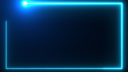 Wall Mural - blue neon border background wit flare head