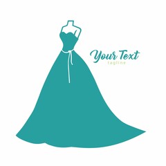 Wall Mural - Wedding Bridal Wear Boutique. Elegant Gown Sexy Dress Fashion Simple Logo Design Vector Illustration