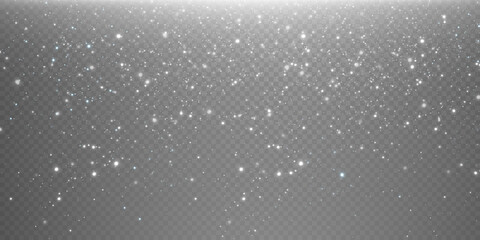 Poster - Christmas background. Powder PNG. Magic shining white dust. Fine, shiny dust particles fall off slightly. Fantastic shimmer effect.