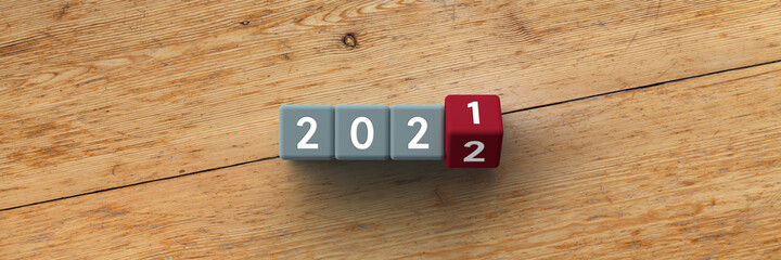 Wall Mural - 3d cubes with the years 2021-2022